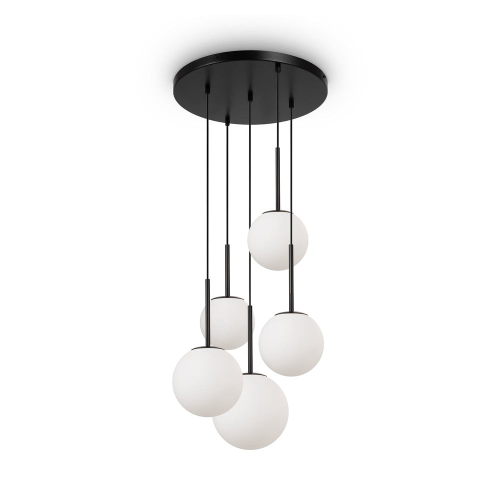 Basic form Pendant Lamp In Black - Five Lights Frosted-Maytoni-South Charlotte Fine Lighting