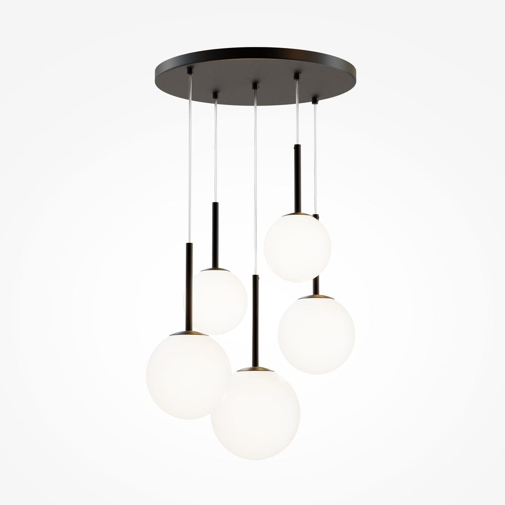 Basic form Pendant Lamp In Black - Five Lights Frosted-Maytoni-South Charlotte Fine Lighting