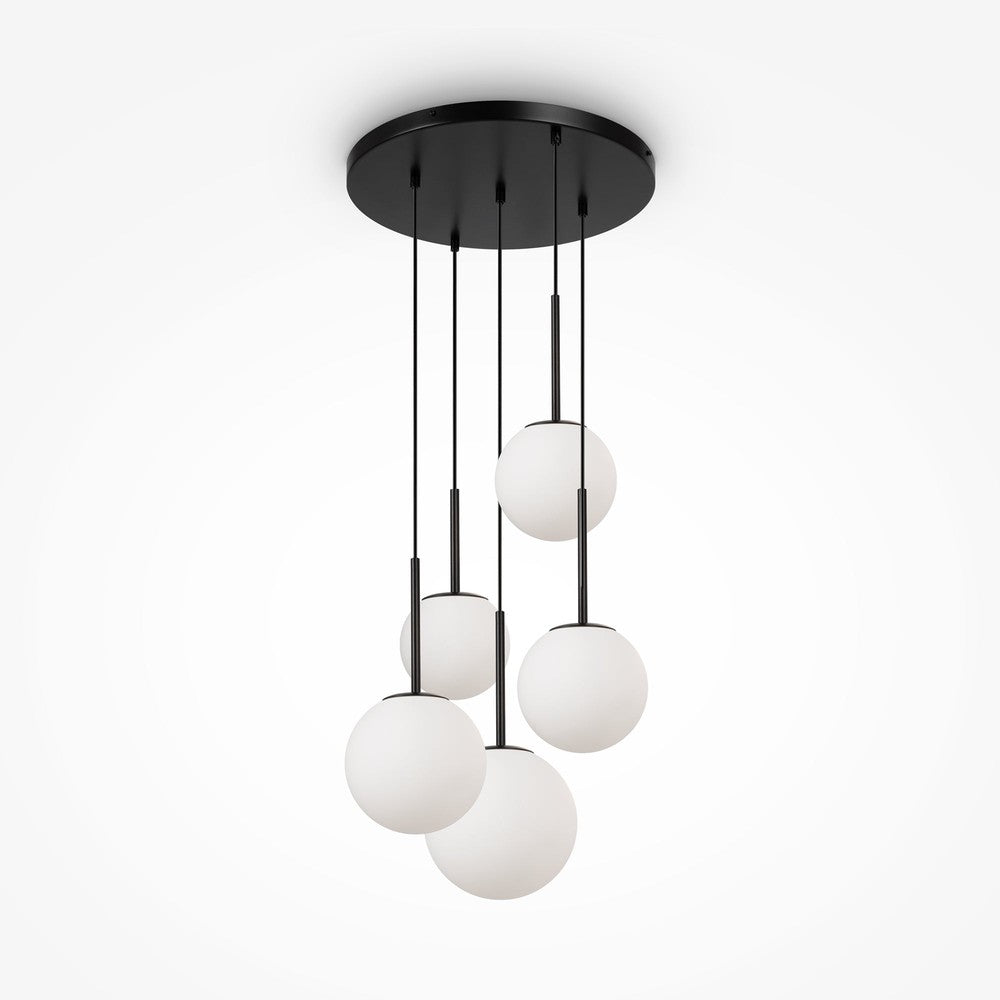 Basic form Pendant Lamp In Black - Five Lights Frosted-Maytoni-South Charlotte Fine Lighting