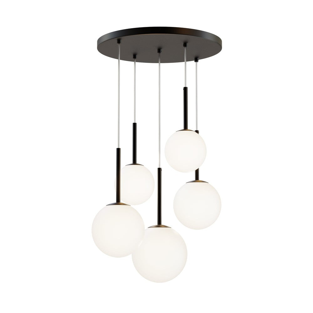 Basic form Pendant Lamp In Black - Five Lights Frosted-Maytoni-South Charlotte Fine Lighting