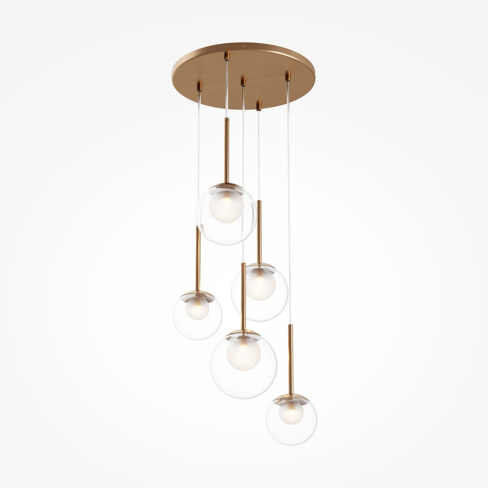 Basic form Pendant Lamp With Gold Styling - Five Lights (Clear)-Maytoni-South Charlotte Fine Lighting