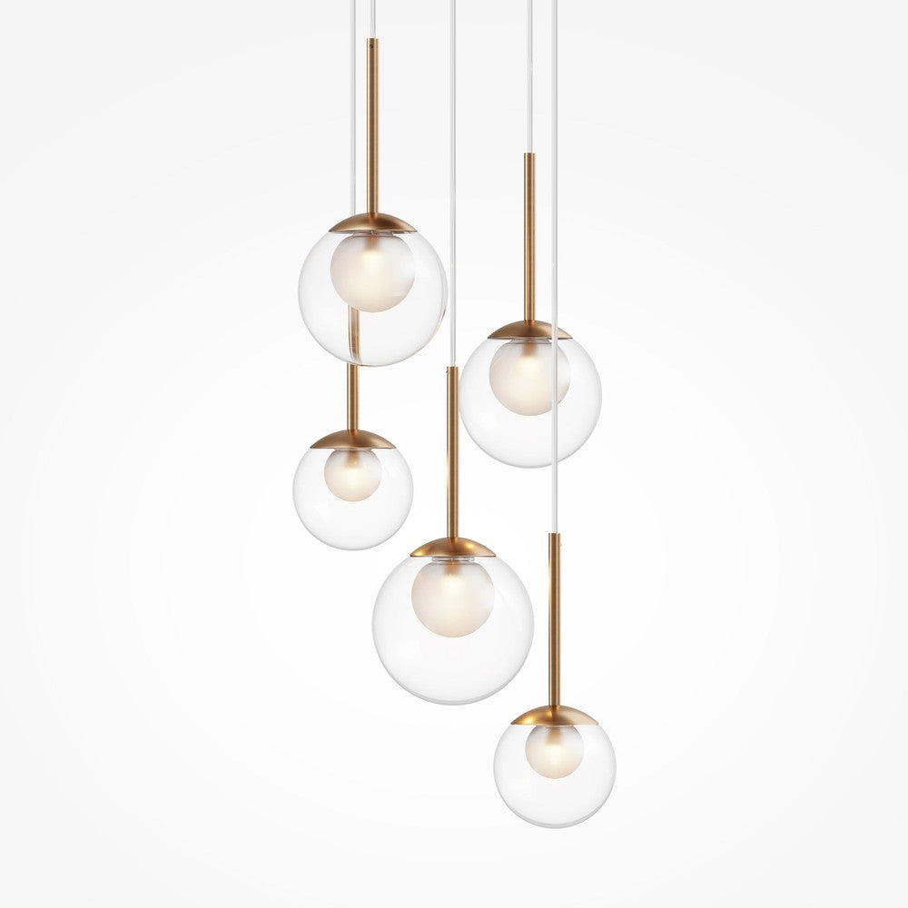 Basic form Pendant Lamp With Gold Styling - Five Lights (Clear)-Maytoni-South Charlotte Fine Lighting