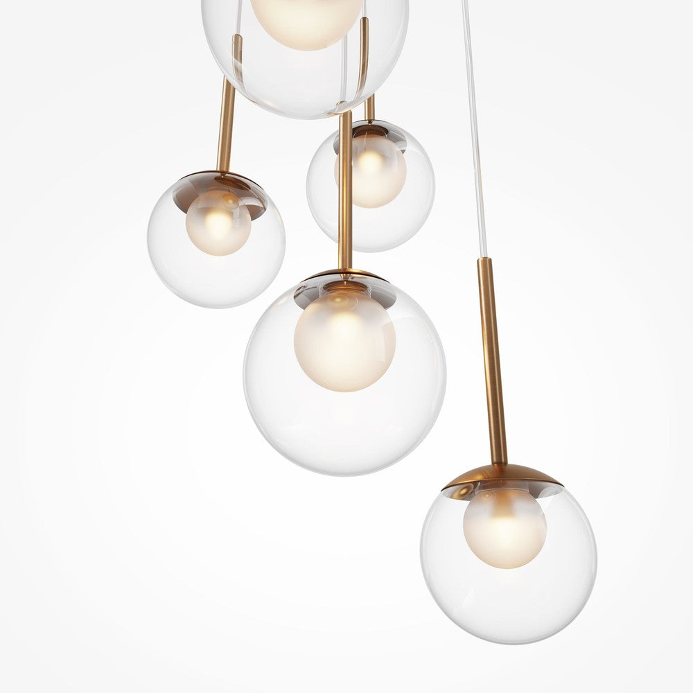 Basic form Pendant Lamp With Gold Styling - Five Lights (Clear)-Maytoni-South Charlotte Fine Lighting