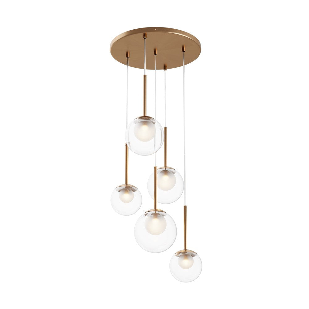 Basic form Pendant Lamp With Gold Styling - Five Lights (Clear)-Maytoni-South Charlotte Fine Lighting