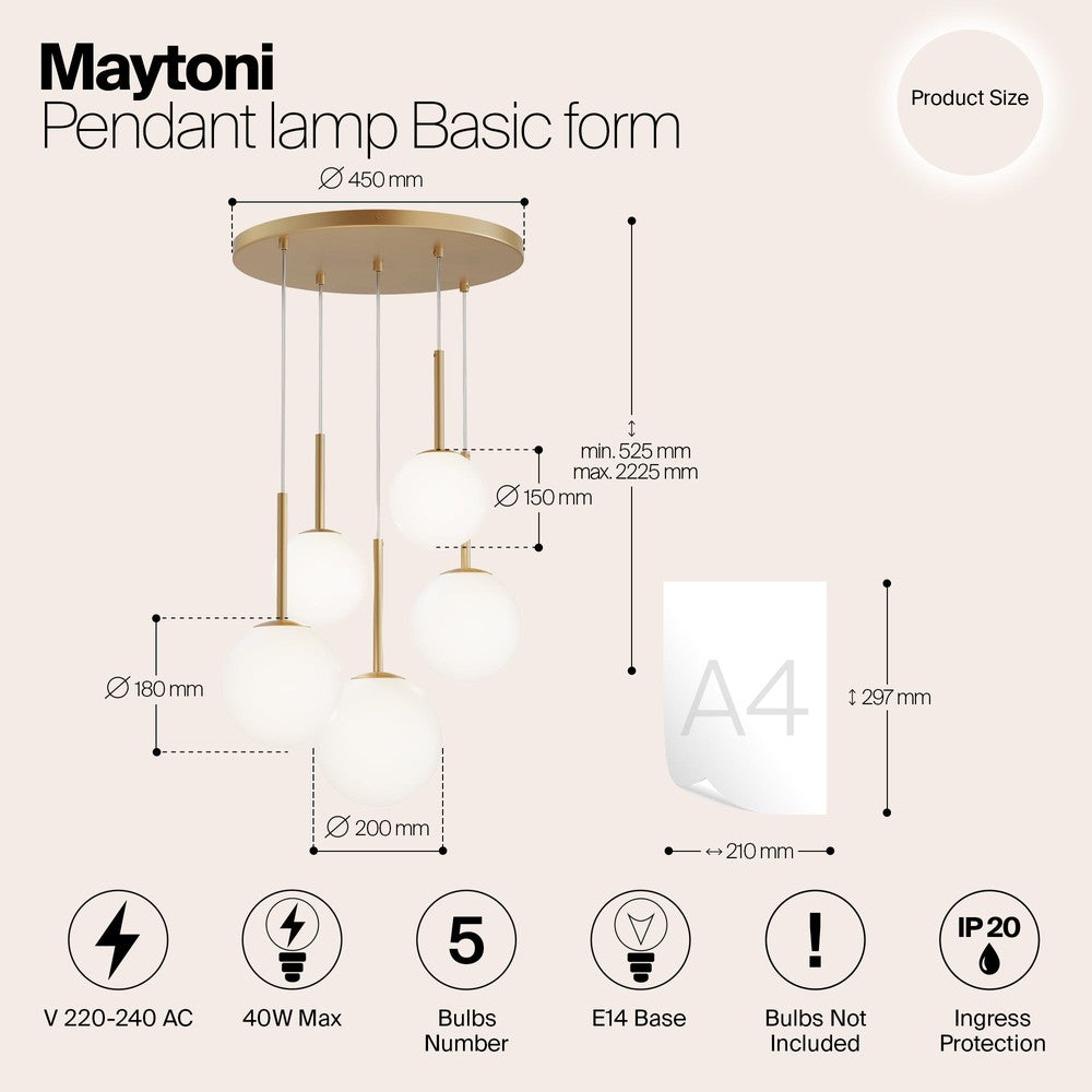 Basic form Pendant Lamp With Gold Styling - Five Lights-Maytoni-South Charlotte Fine Lighting