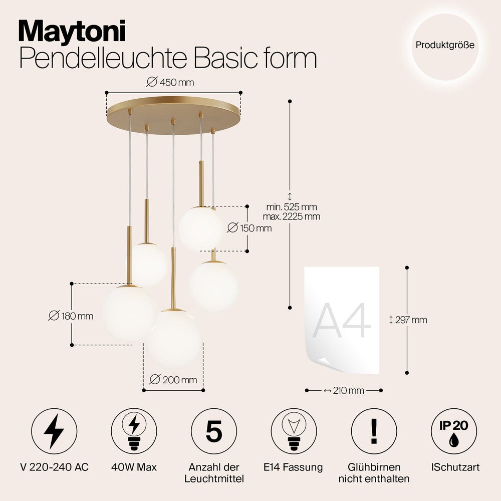 Basic form Pendant Lamp With Gold Styling - Five Lights-Maytoni-South Charlotte Fine Lighting