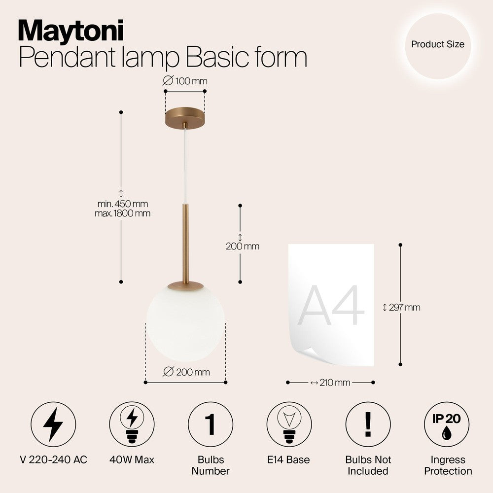 Basic form Pendant Lamp With Gold Styling - Single Light (Small)-Maytoni-South Charlotte Fine Lighting