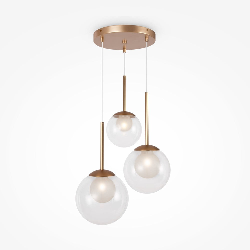 Basic form Pendant Lamp With Gold Styling - Three Lights (Clear)-Maytoni-South Charlotte Fine Lighting