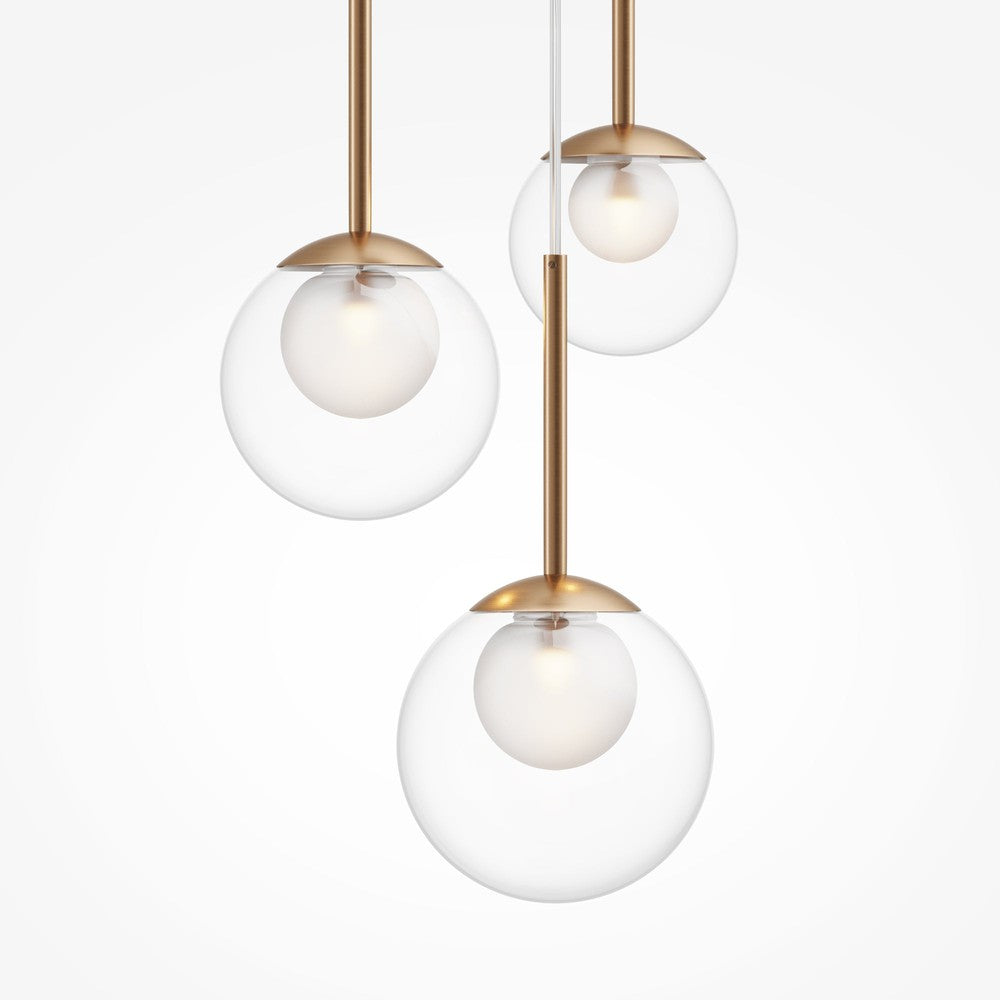 Basic form Pendant Lamp With Gold Styling - Three Lights (Clear)-Maytoni-South Charlotte Fine Lighting