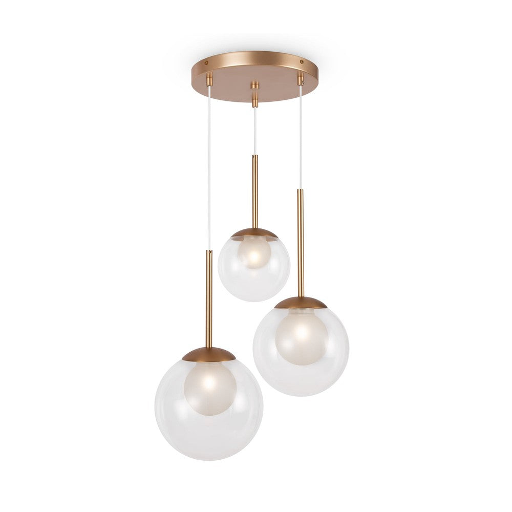 Basic form Pendant Lamp With Gold Styling - Three Lights (Clear)-Maytoni-South Charlotte Fine Lighting