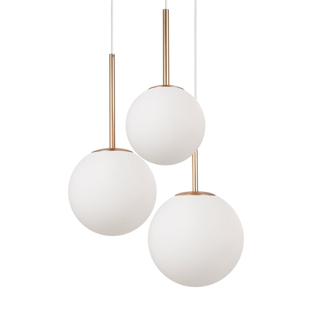 Basic form Pendant Lamp With Gold Styling - Three Lights (Frosted)-Maytoni-South Charlotte Fine Lighting