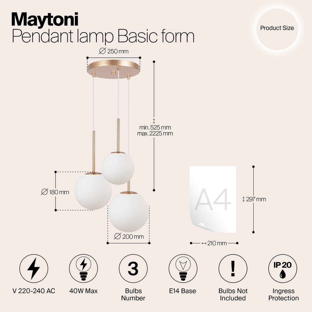 Basic form Pendant Lamp With Gold Styling - White Ceiling Rose-Maytoni-South Charlotte Fine Lighting