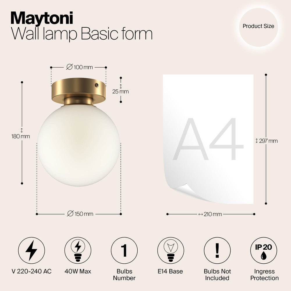 Basic form Wall Lamp With Gold Styling - Frosted-Maytoni-South Charlotte Fine Lighting