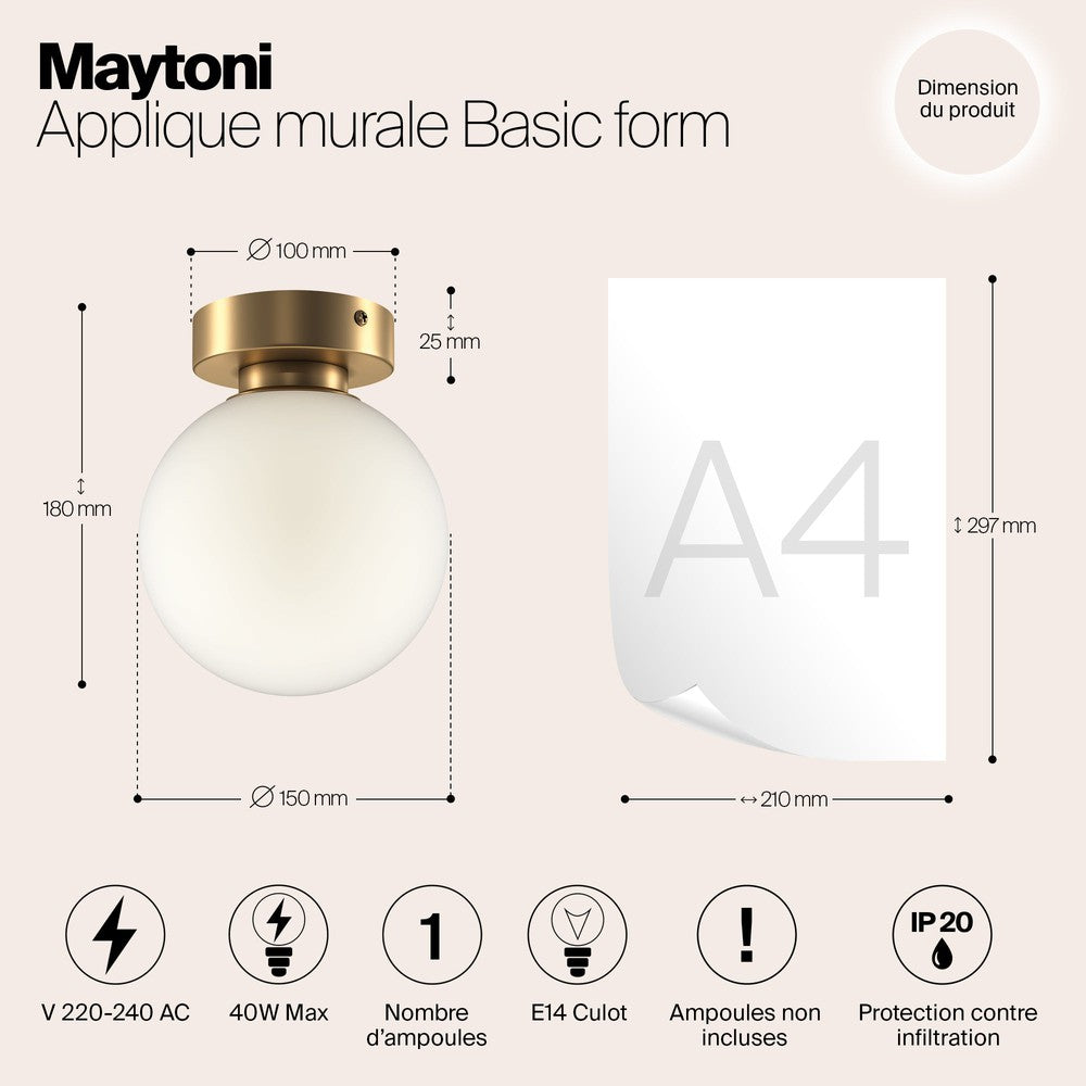 Basic form Wall Lamp With Gold Styling - Frosted-Maytoni-South Charlotte Fine Lighting