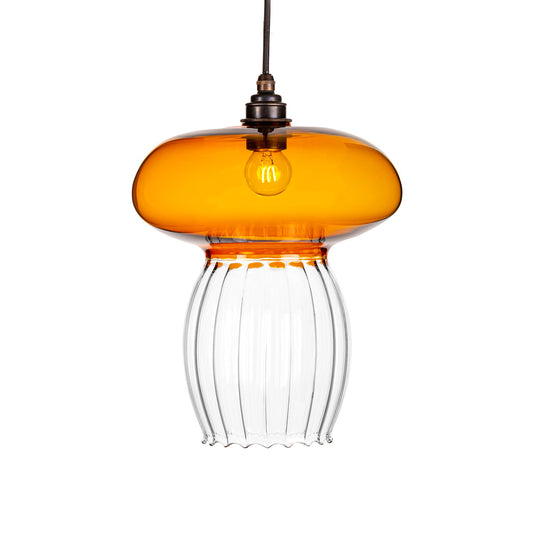 Bayswater glass pendant light in orange sold by South Charlotte Fine Lighting
