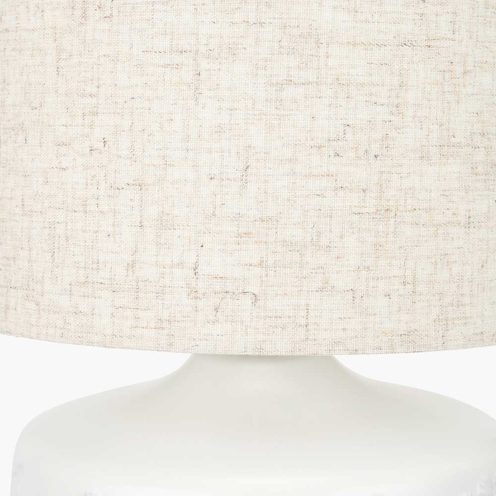 Close up on lampshade of Flora White Small Floral Ceramic Table Lamp