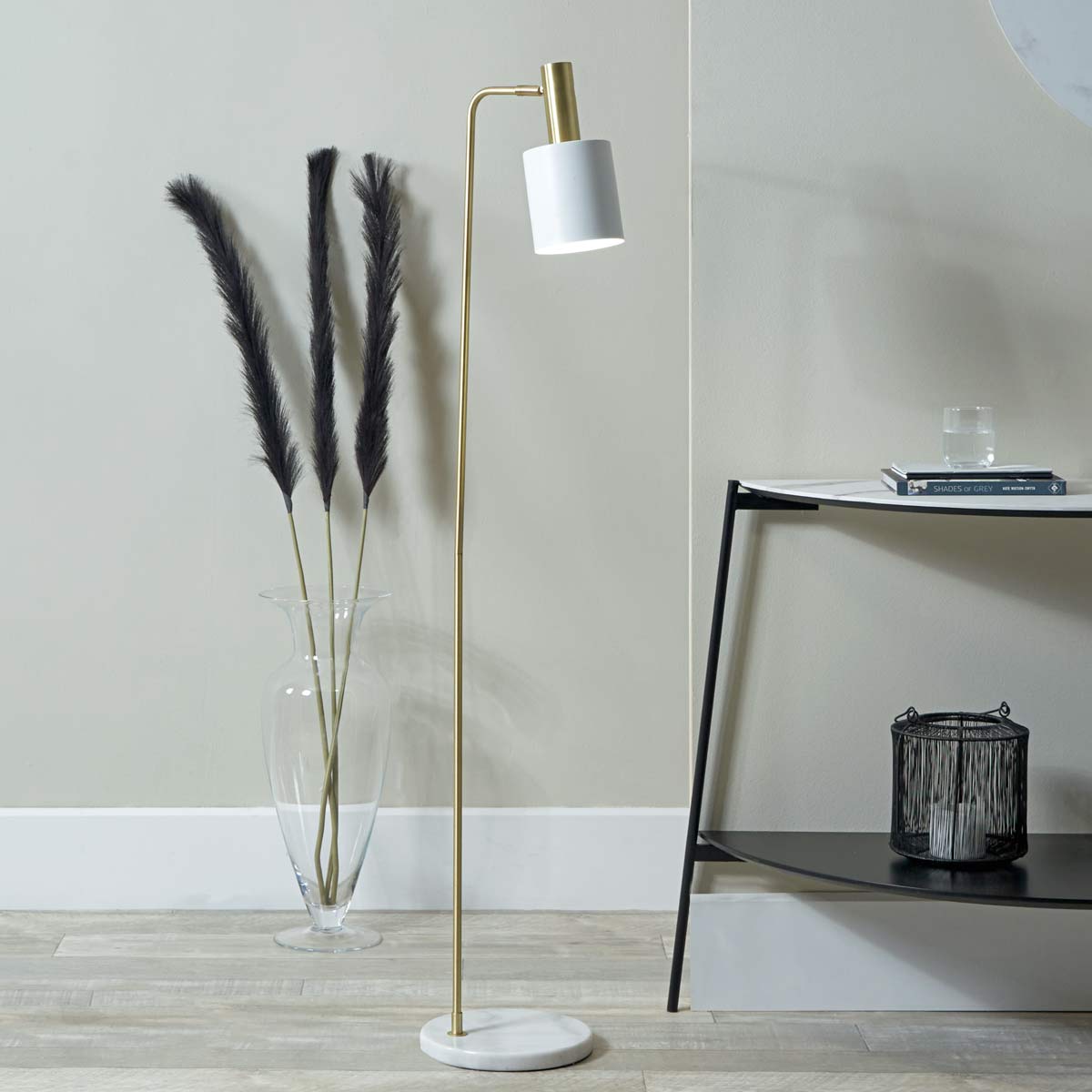Biba home reading light is a floor lamp with a marble base