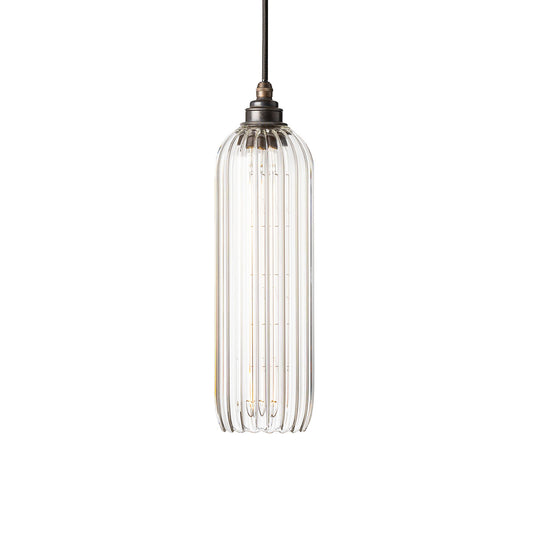 Leverint Bickley Ribbed blown glass pendant light sold at UK retailer South Charlotte Fine Lighting