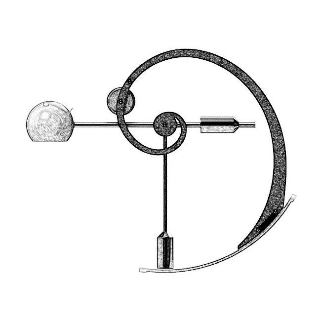 Sketch of hand engineered modern desk lamp by Blott works and sold by South Charlotte Fine Lighting