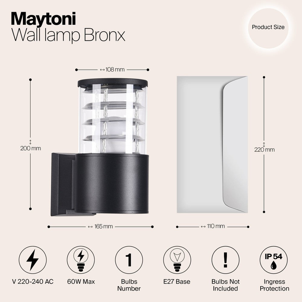 Bronx Wall Lamp Black One Way-Maytoni-South Charlotte Fine Lighting