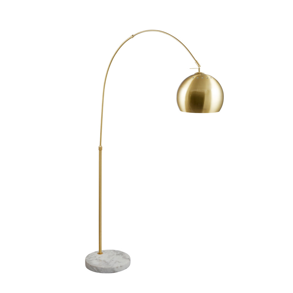 The Feliciani Brushed Brass Metal And White Marble Floor Lamp can reach more than 1.3m from its base so you don't need to sit right beside the base to use the light
