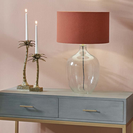 The Islay bubble glass table lamp with optional pastel lampshade from South Charlotte Fine Lighting