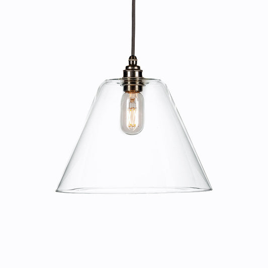 Glass modern pendant lighting in the form of the Leverint Camden light in size large and sold by South Charlotte Fine Lighting