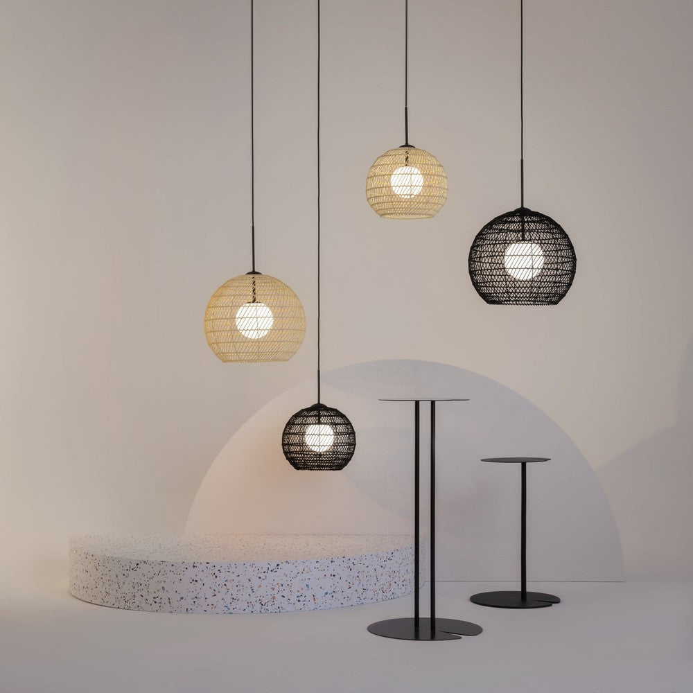 Cane Pendant Lamp In Black With Natural Cane Shade-Maytoni-South Charlotte Fine Lighting