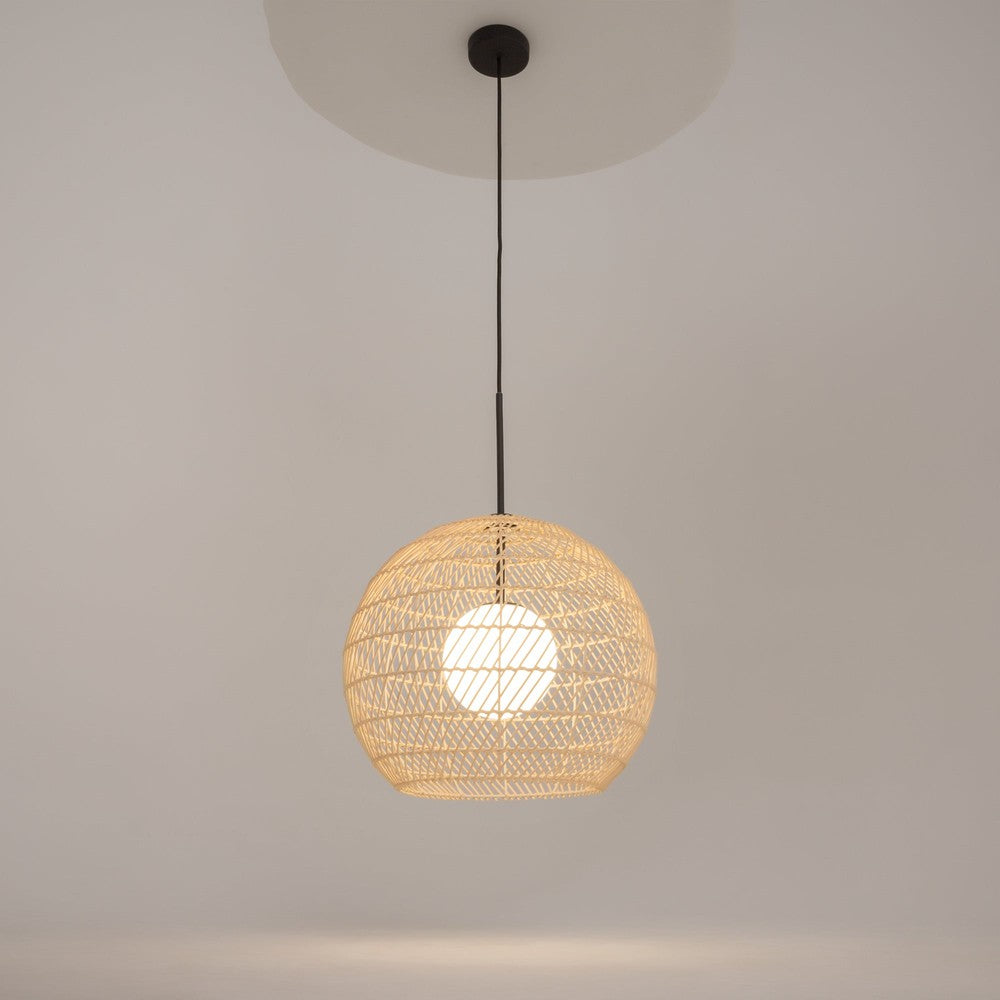 Cane Pendant Lamp In Black With Natural Cane Shade-Maytoni-South Charlotte Fine Lighting