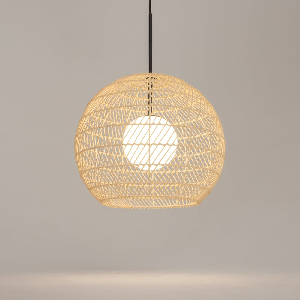 Cane Pendant Lamp In Black With Natural Cane Shade-Maytoni-South Charlotte Fine Lighting