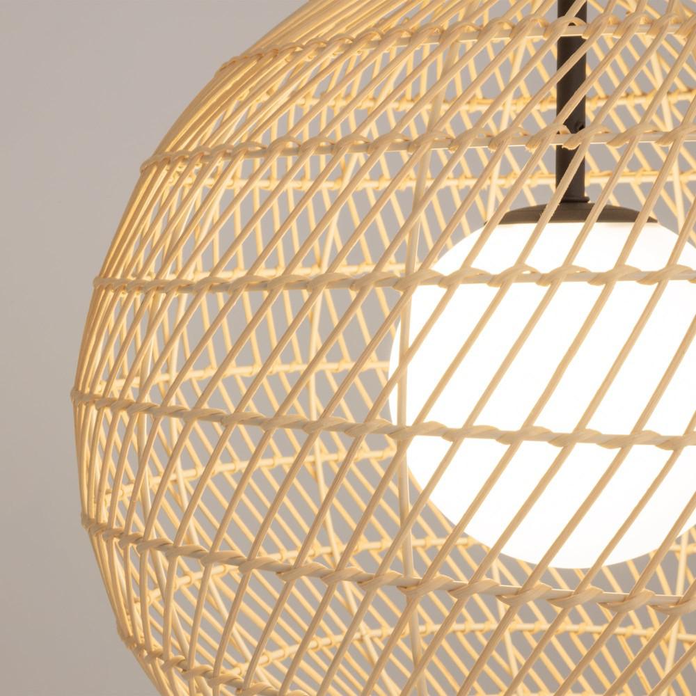 Cane Pendant Lamp In Black With Natural Cane Shade-Maytoni-South Charlotte Fine Lighting