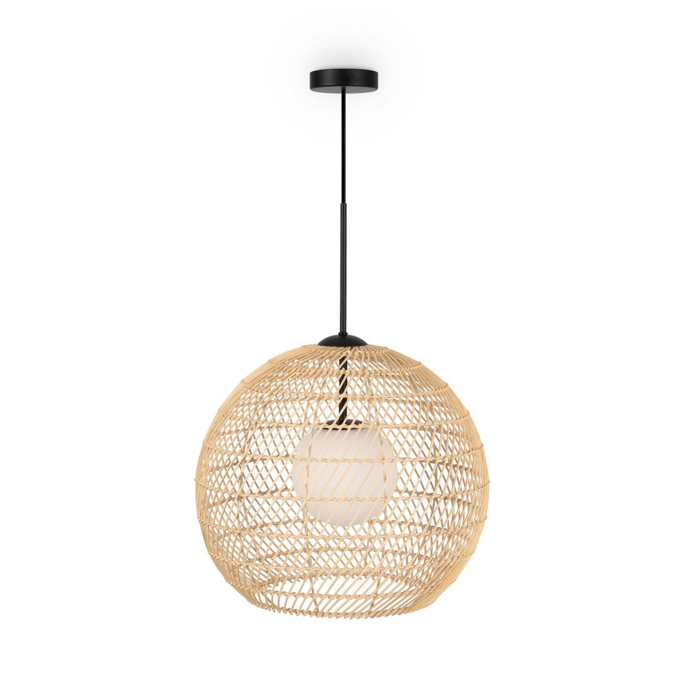 Cane Pendant Lamp In Black With Natural Cane Shade-Maytoni-South Charlotte Fine Lighting