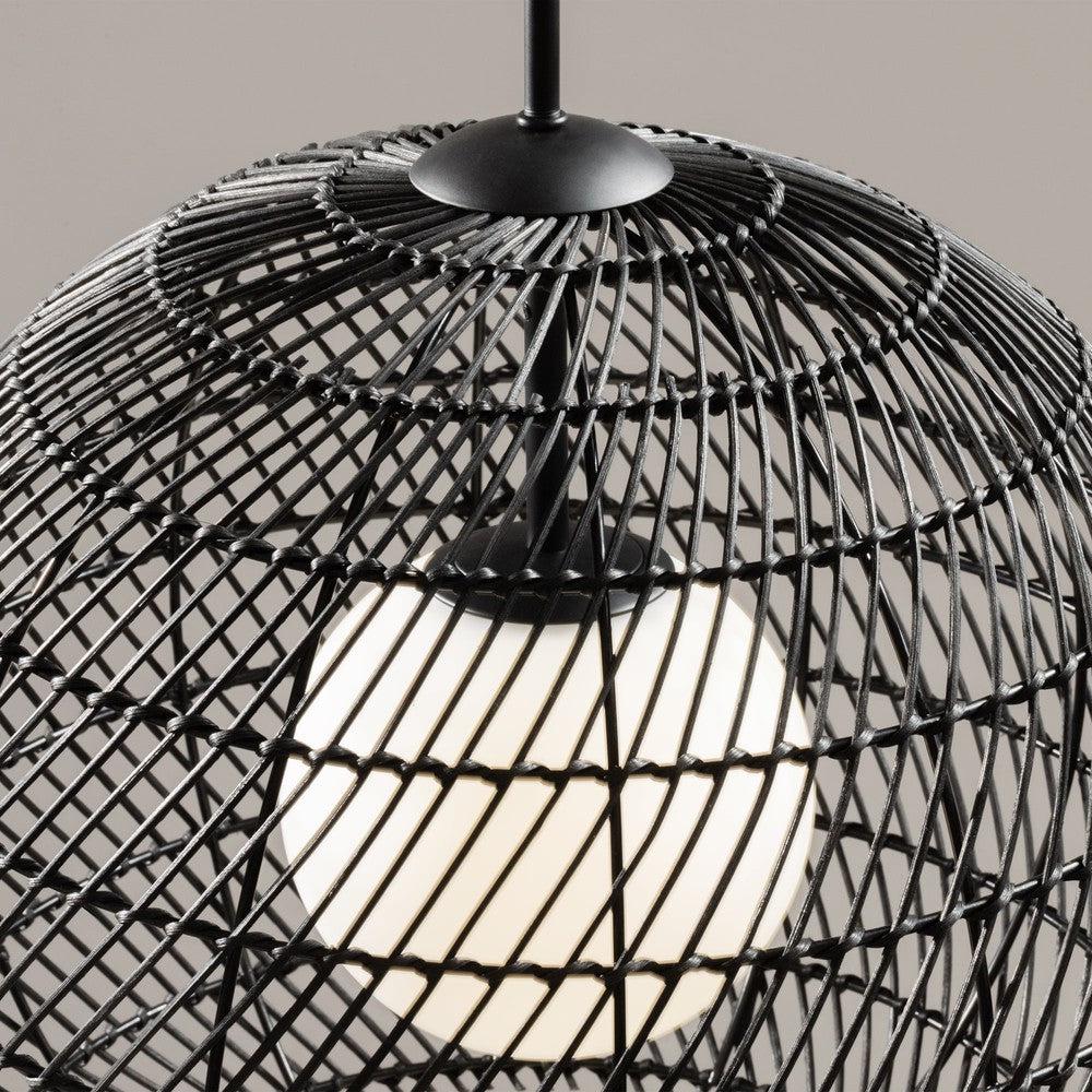 Cane Pendant Lamp With Black Cane Shade - Large-Maytoni-South Charlotte Fine Lighting