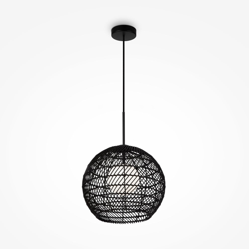 Cane Pendant Lamp With Black Cane Shade - Large-Maytoni-South Charlotte Fine Lighting