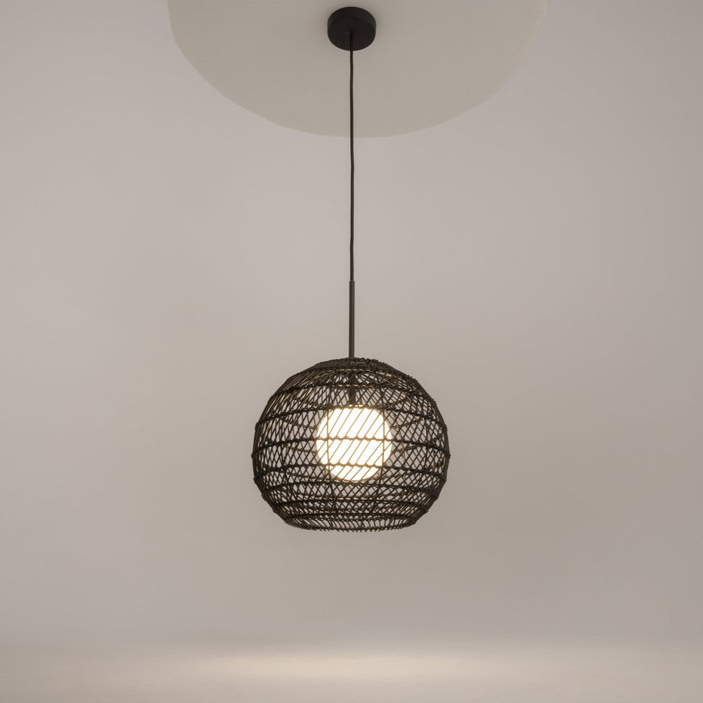 Cane Pendant Lamp With Black Cane Shade - Large-Maytoni-South Charlotte Fine Lighting