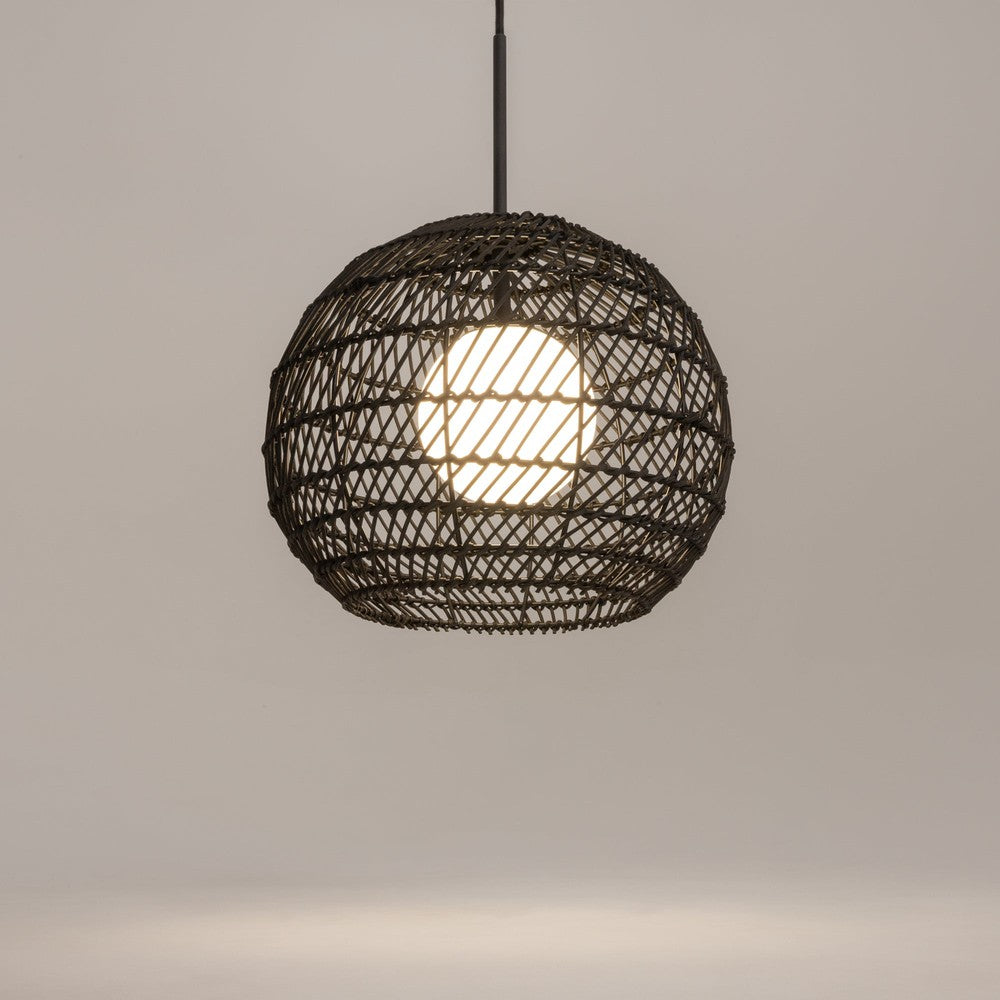 Cane Pendant Lamp With Black Cane Shade - Large-Maytoni-South Charlotte Fine Lighting