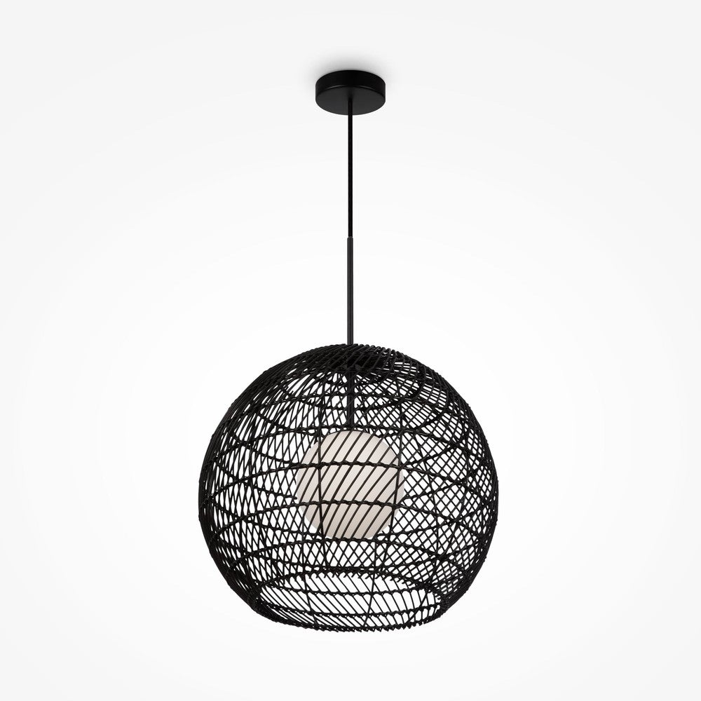 Cane Pendant Lamp With Black Cane Shade-Maytoni-South Charlotte Fine Lighting