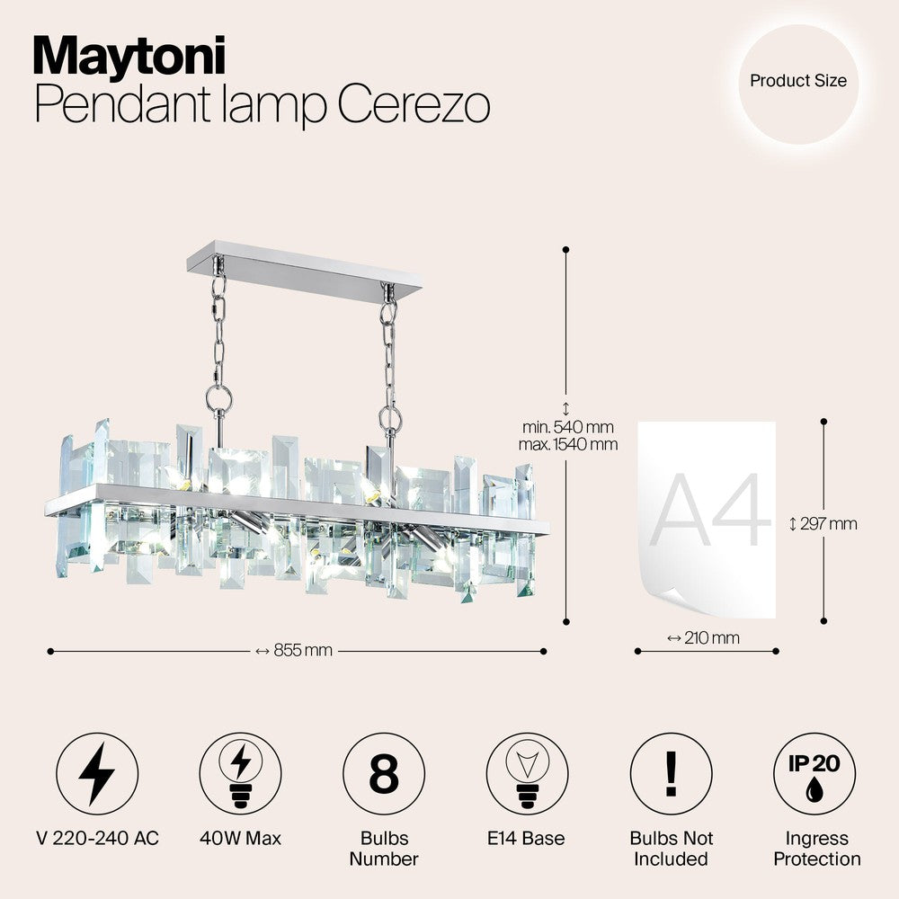 Cerezo Linear Chandelier With Chrome Styling-Maytoni-South Charlotte Fine Lighting