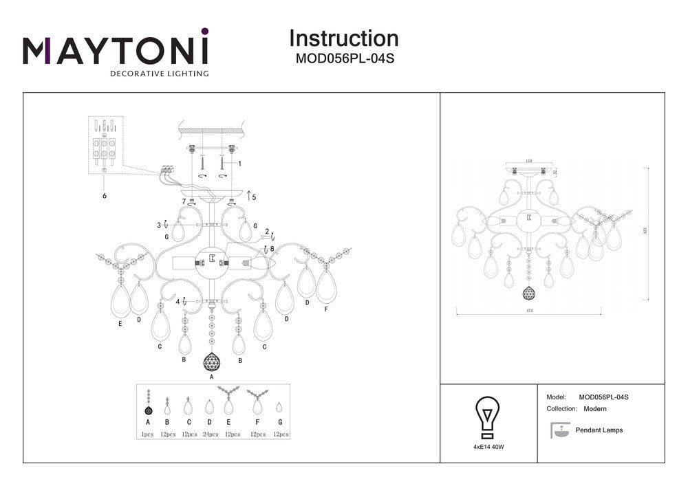 Chabrol Chandelier With Silver Styling-Maytoni-South Charlotte Fine Lighting