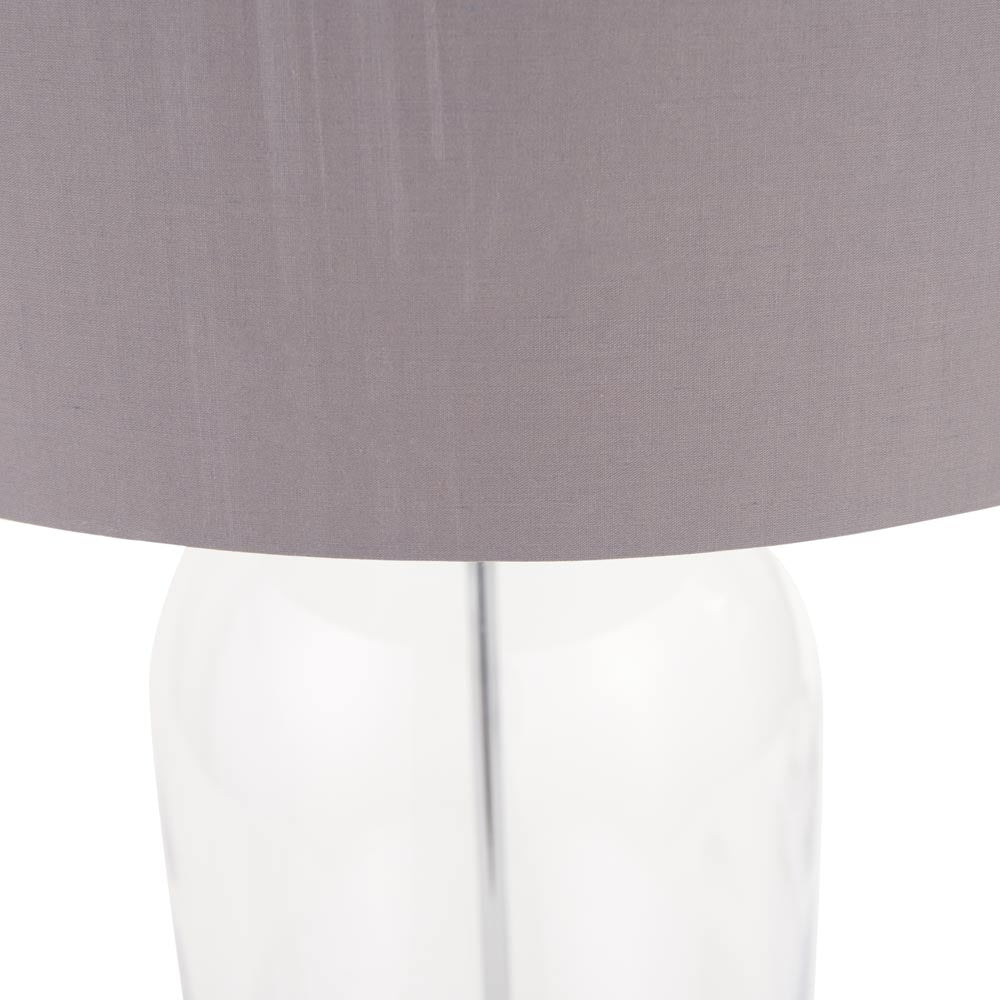 Cloche glass table lamp with neutral grey lampshade