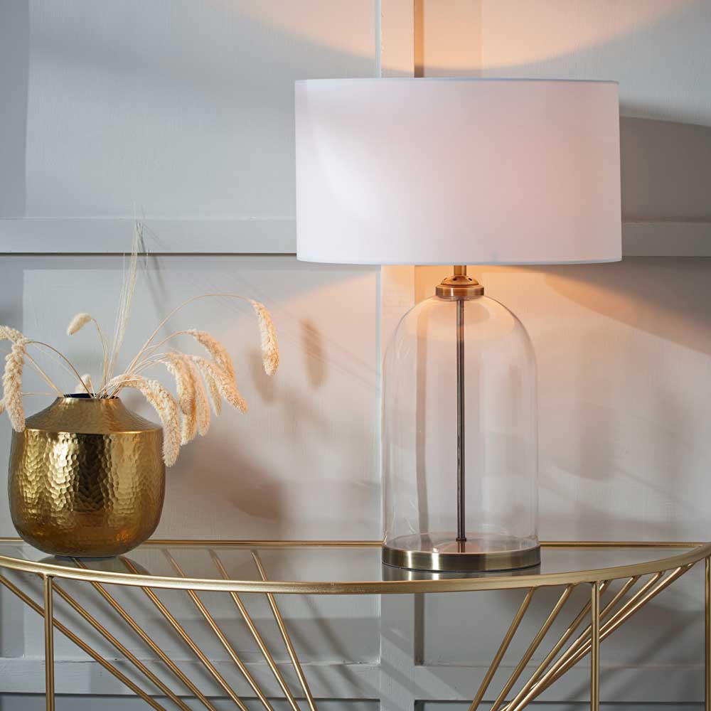 The Cloche modern table lamp UK shown here on a side table