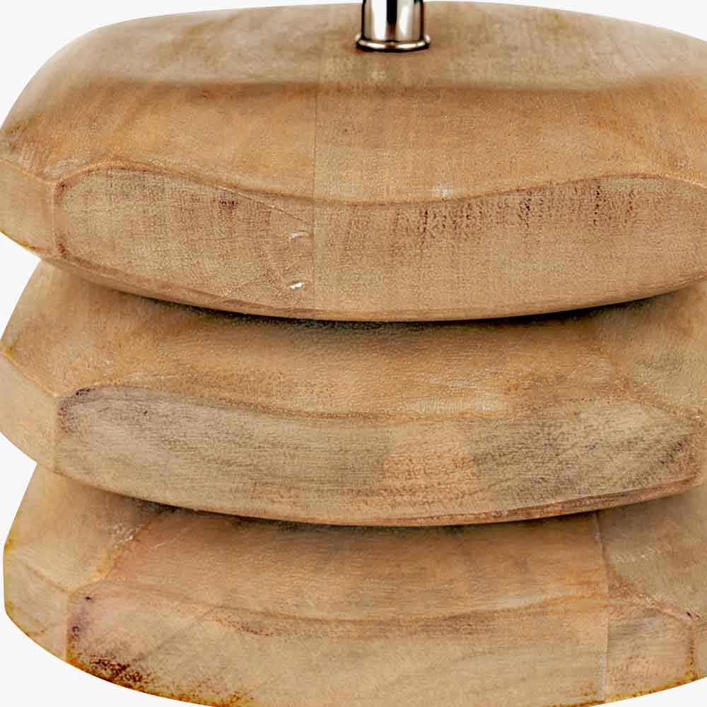 Close-up of wood detail on Amir Scandi table lamp sold by South Charlotte Fine Lighting