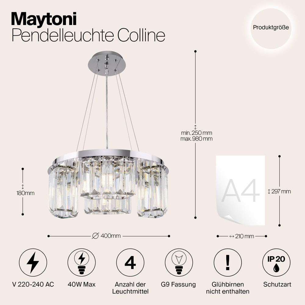 Colline Chandelier Narrow With Chrome Styling-Maytoni-South Charlotte Fine Lighting