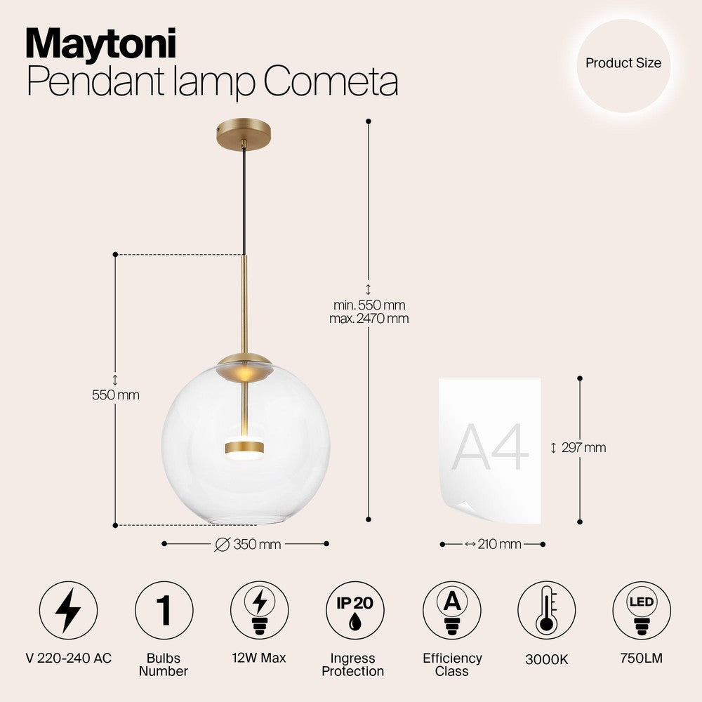 Cometa Pendant Lamp With Gold Styling-Maytoni-South Charlotte Fine Lighting