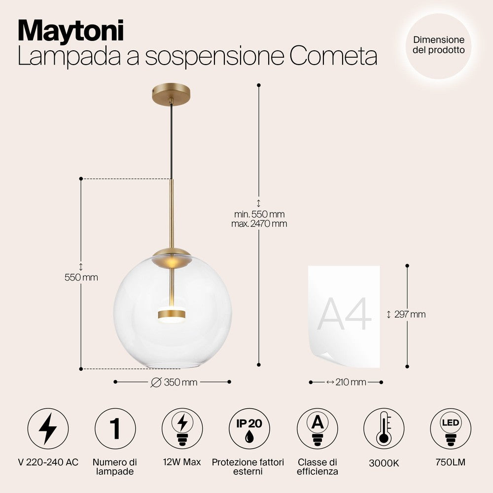 Cometa Pendant Lamp With Gold Styling-Maytoni-South Charlotte Fine Lighting