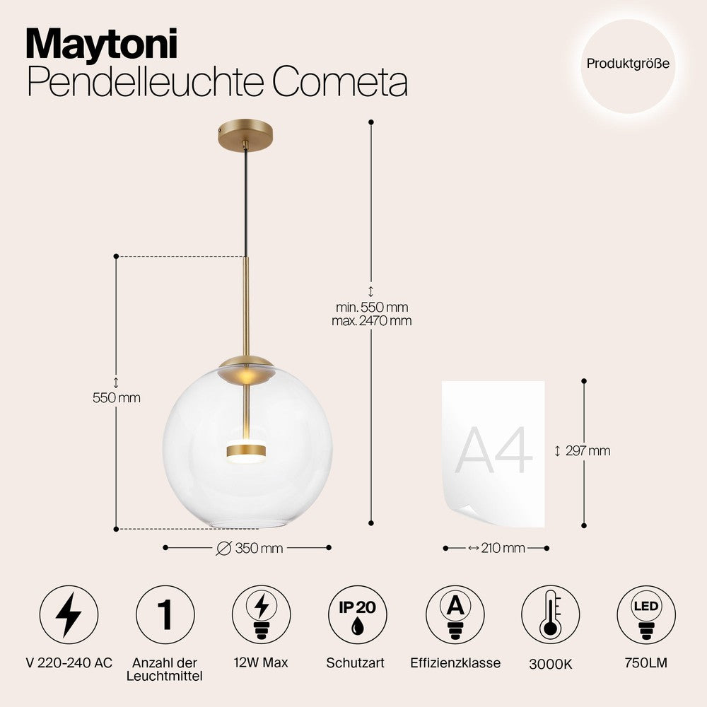 Cometa Pendant Lamp With Gold Styling-Maytoni-South Charlotte Fine Lighting