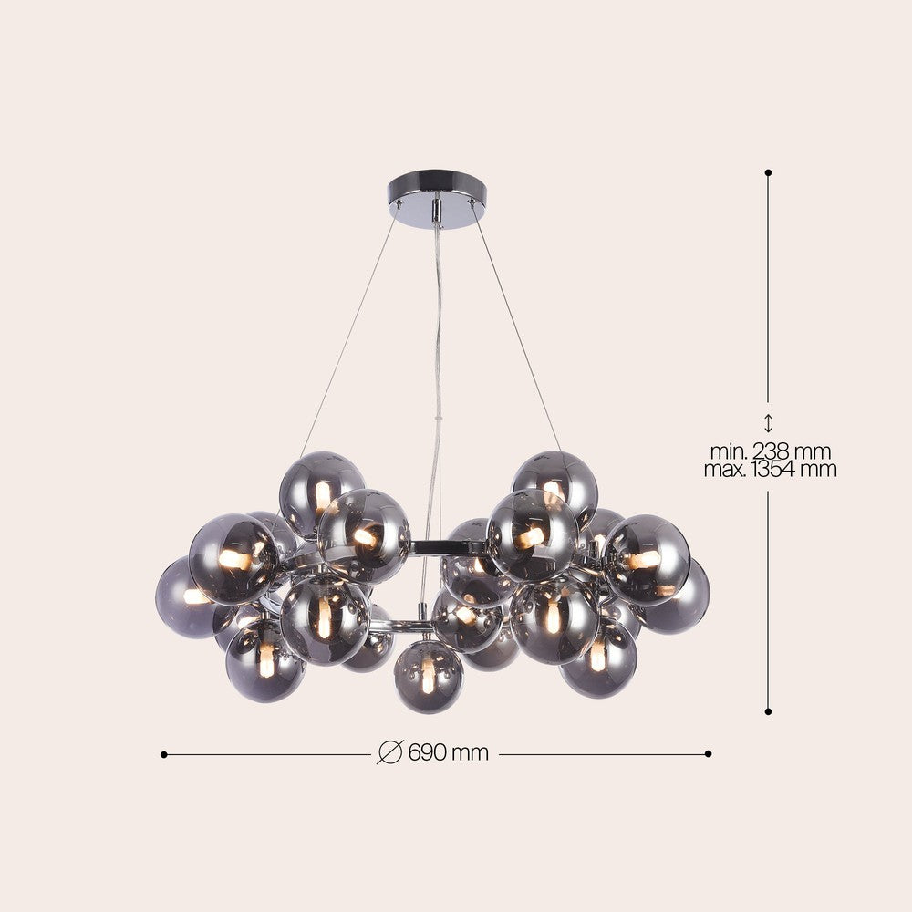 Dallas Chandelier With Chrome Styling - Smoky Shades-Maytoni-South Charlotte Fine Lighting