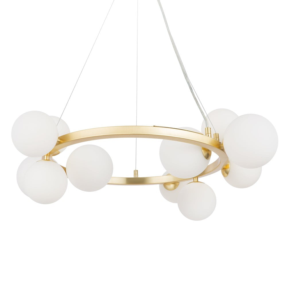 Dallas Circular Pendant Lamp With Gold Styling And White Shades-Maytoni-South Charlotte Fine Lighting