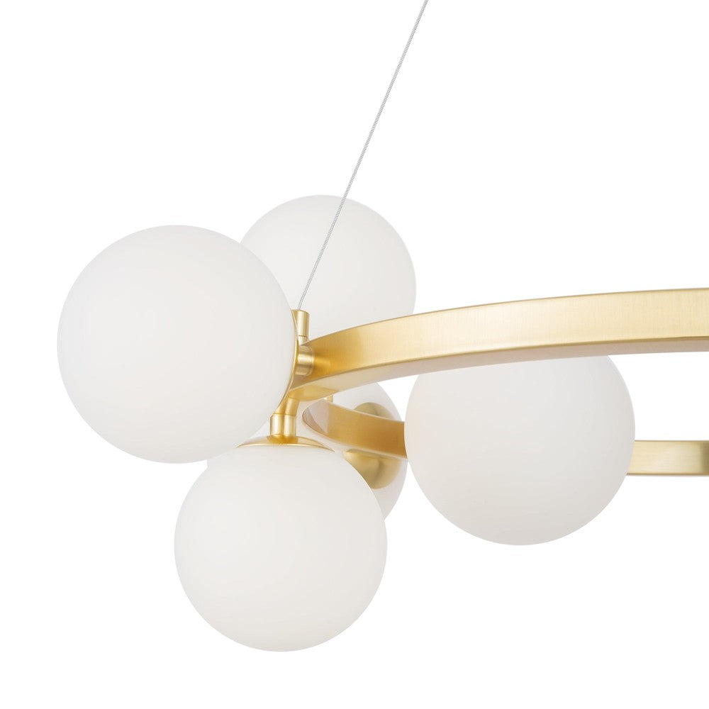 Dallas Circular Pendant Lamp With Gold Styling And White Shades-Maytoni-South Charlotte Fine Lighting