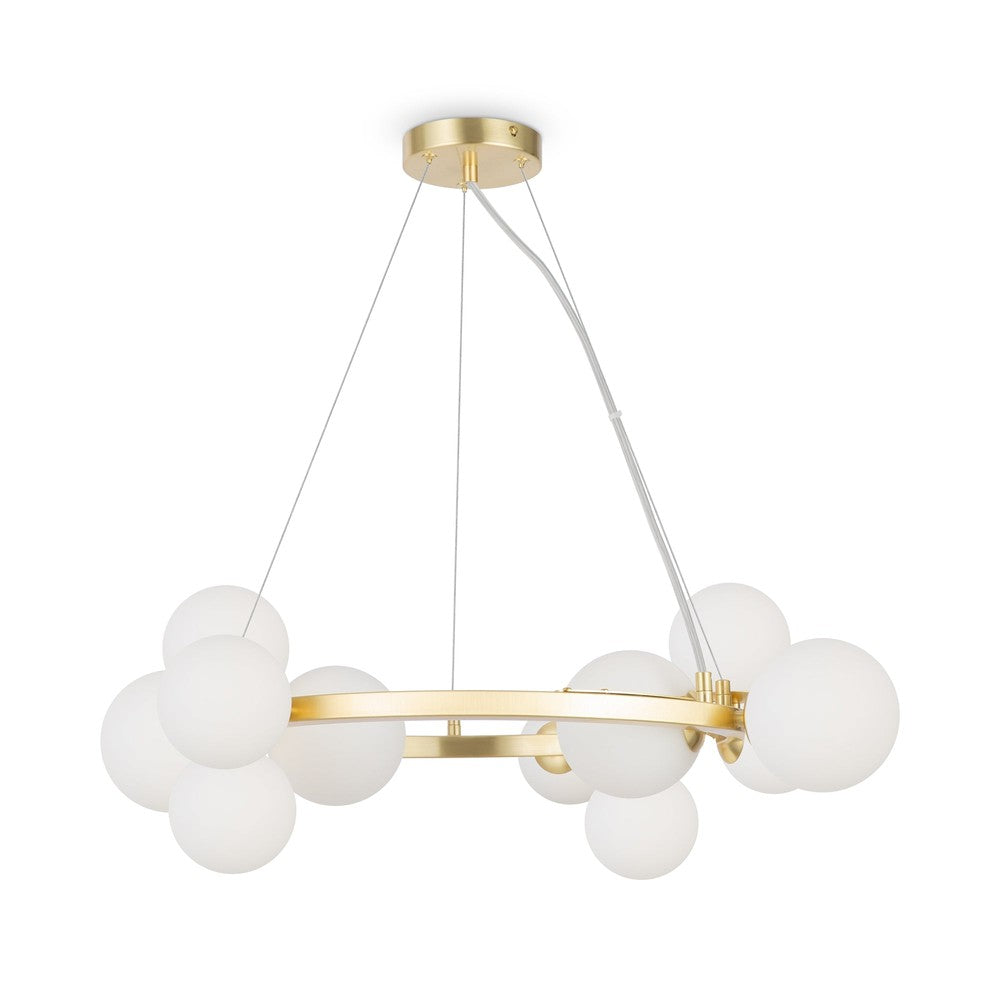 Dallas Circular Pendant Lamp With Gold Styling And White Shades-Maytoni-South Charlotte Fine Lighting